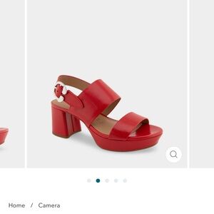 AEROSOLES Red Platform Sandals with Chunky Block Heel